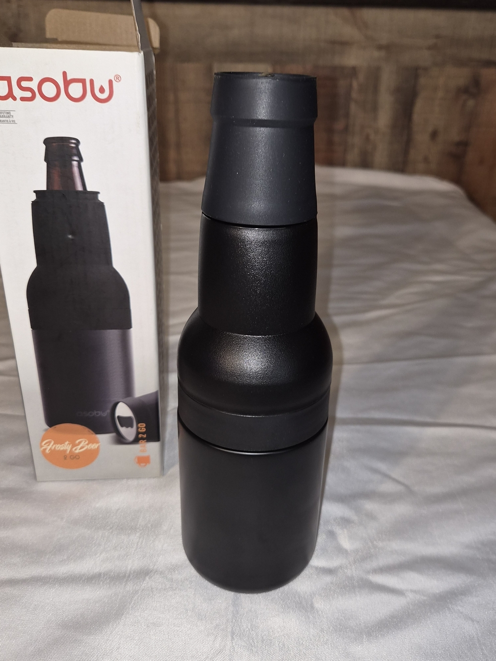 Asobu Black Frosty Beer Koozie Bottle Insulator